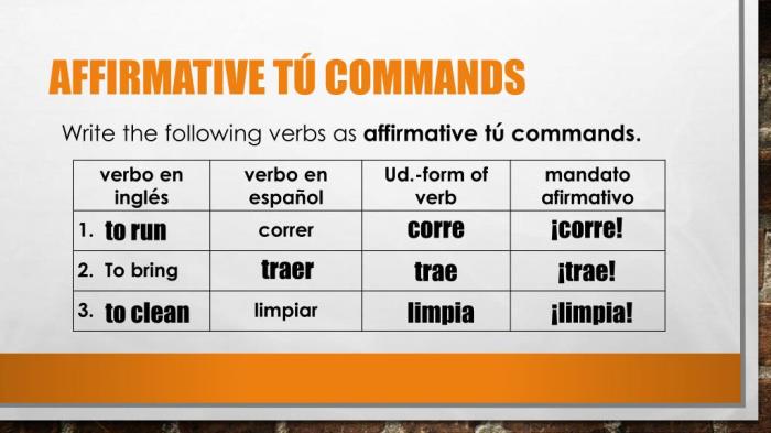 Choose the affirmative usted command