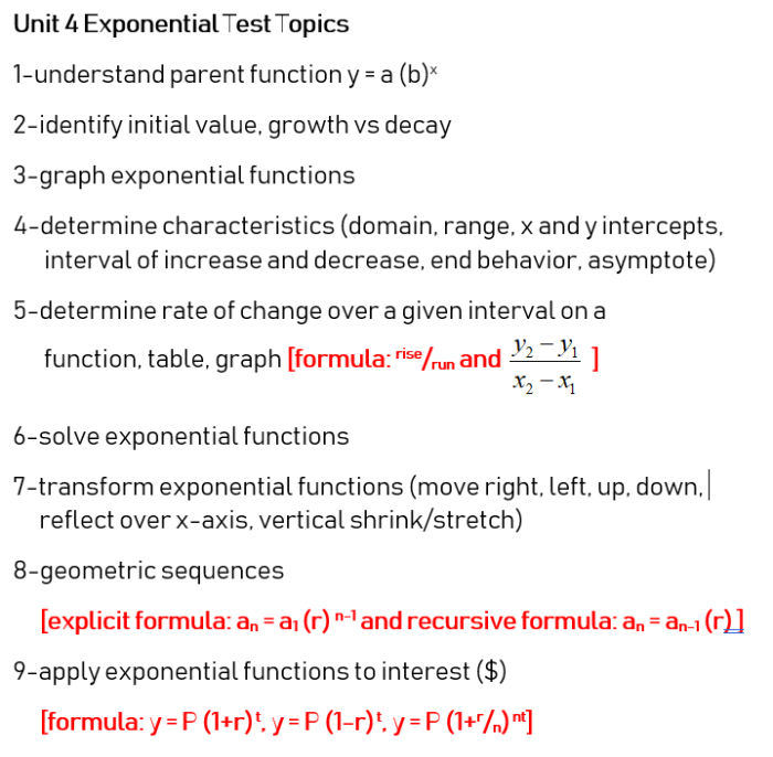 Unit 4 exponential functions answer key