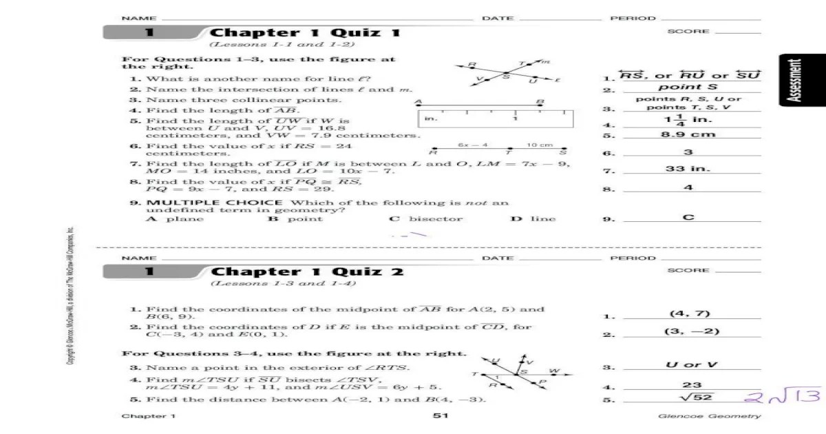 Chapter 1 mid-chapter test lessons 1-1 through 1-4