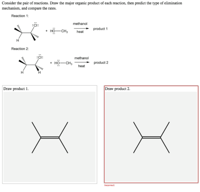 Consider the pair of reactions. draw the major organic product