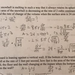 Snowball spherical melting way solved rate cm decreasing such volume min answer transcribed problem text been show has